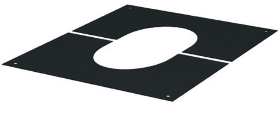 Plaque de finition carrée en 2 parties, pente 0 - 30°, Ø 80/130 mm DP inox Noir